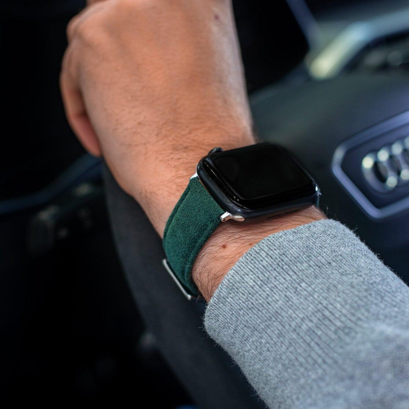 Alcantara Apple Watch Band With Buckle Midnight Green 38 40