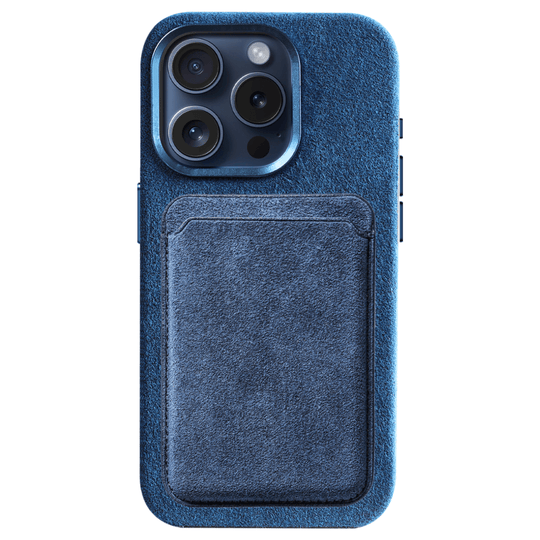 iPhone Alcantara Case + Magsafe Wallet - Ocean blue