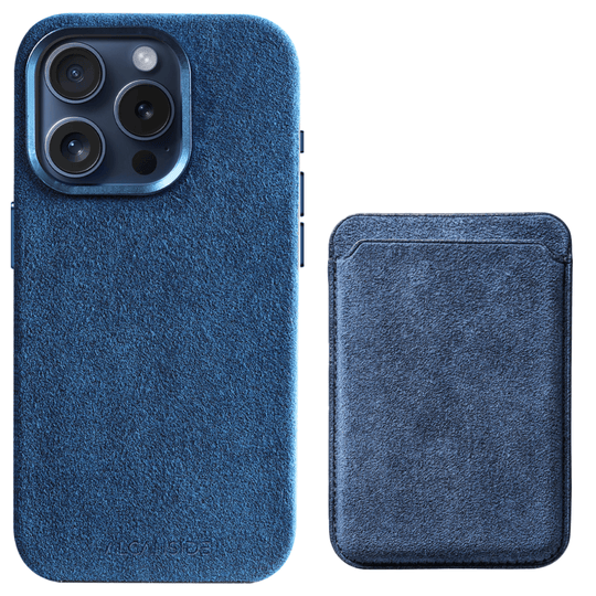 iPhone Alcantara Case + Magsafe Wallet - Ocean blue