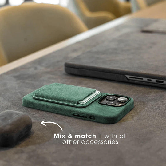 iPhone Alcantara Case + MagSafe Wallet - Midnight Green - Alcanside