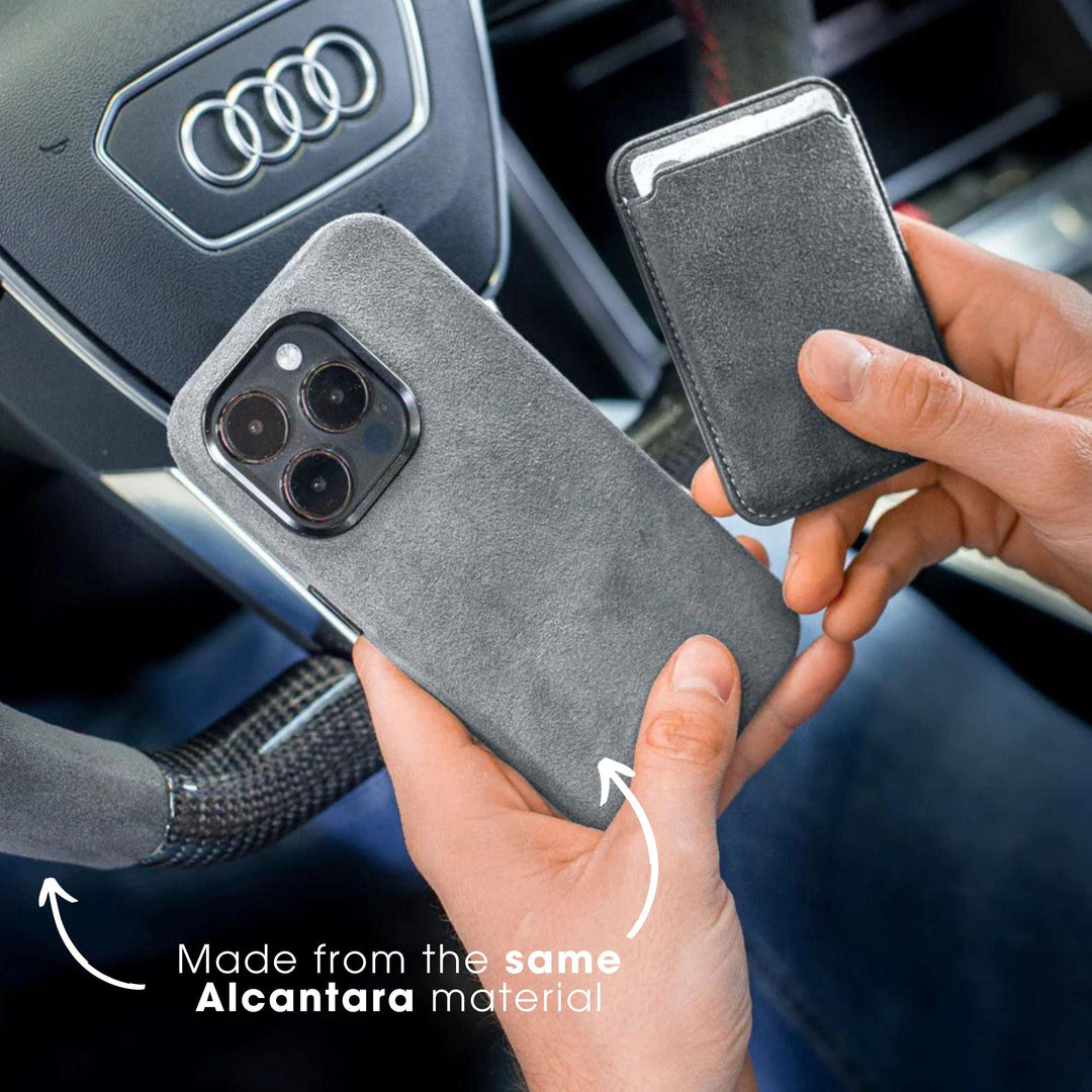 iPhone Alcantara Case + MagSafe Wallet - Nardo Gray - Alcanside