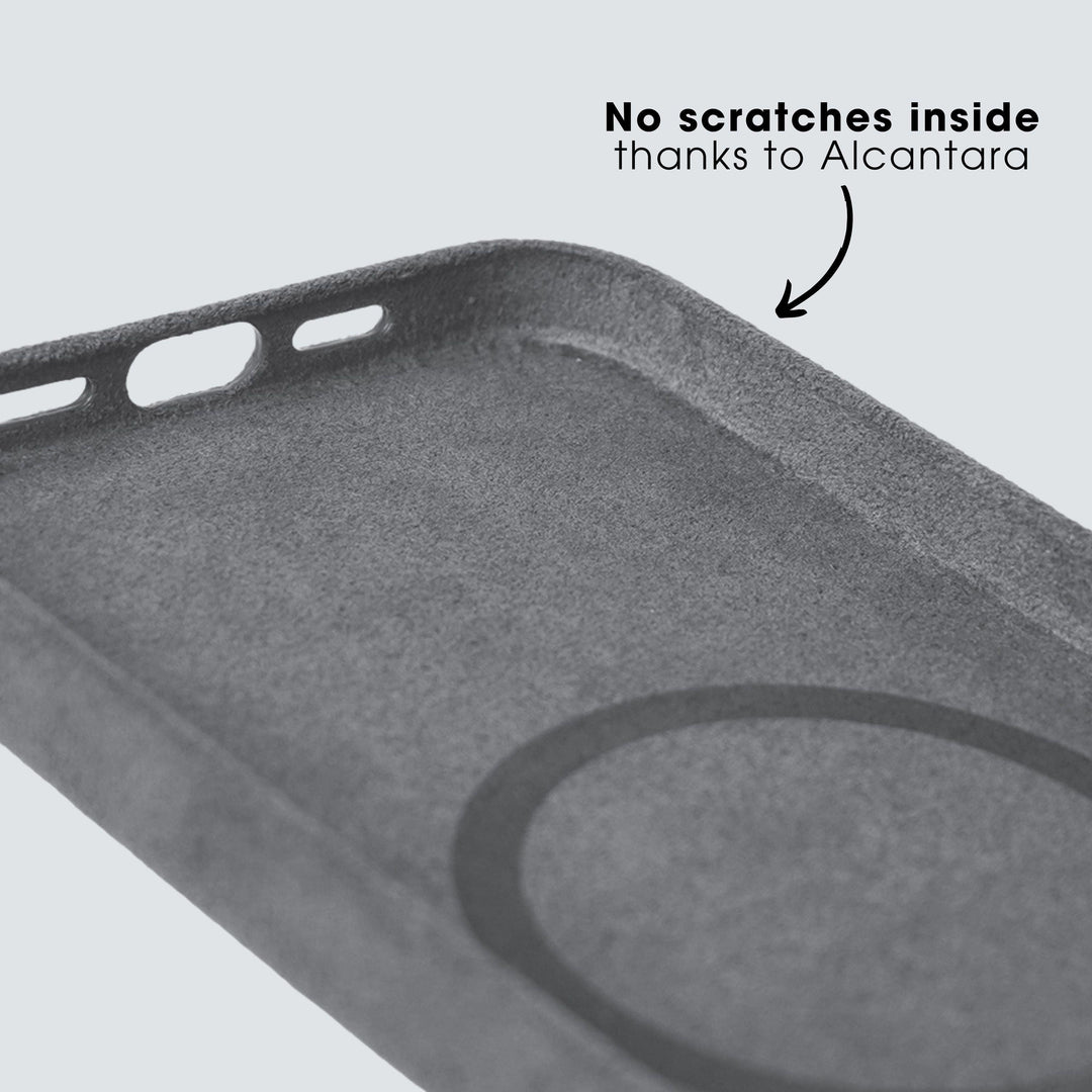 iPhone Alcantara Case + MagSafe Wallet - Nardo Gray - Alcanside