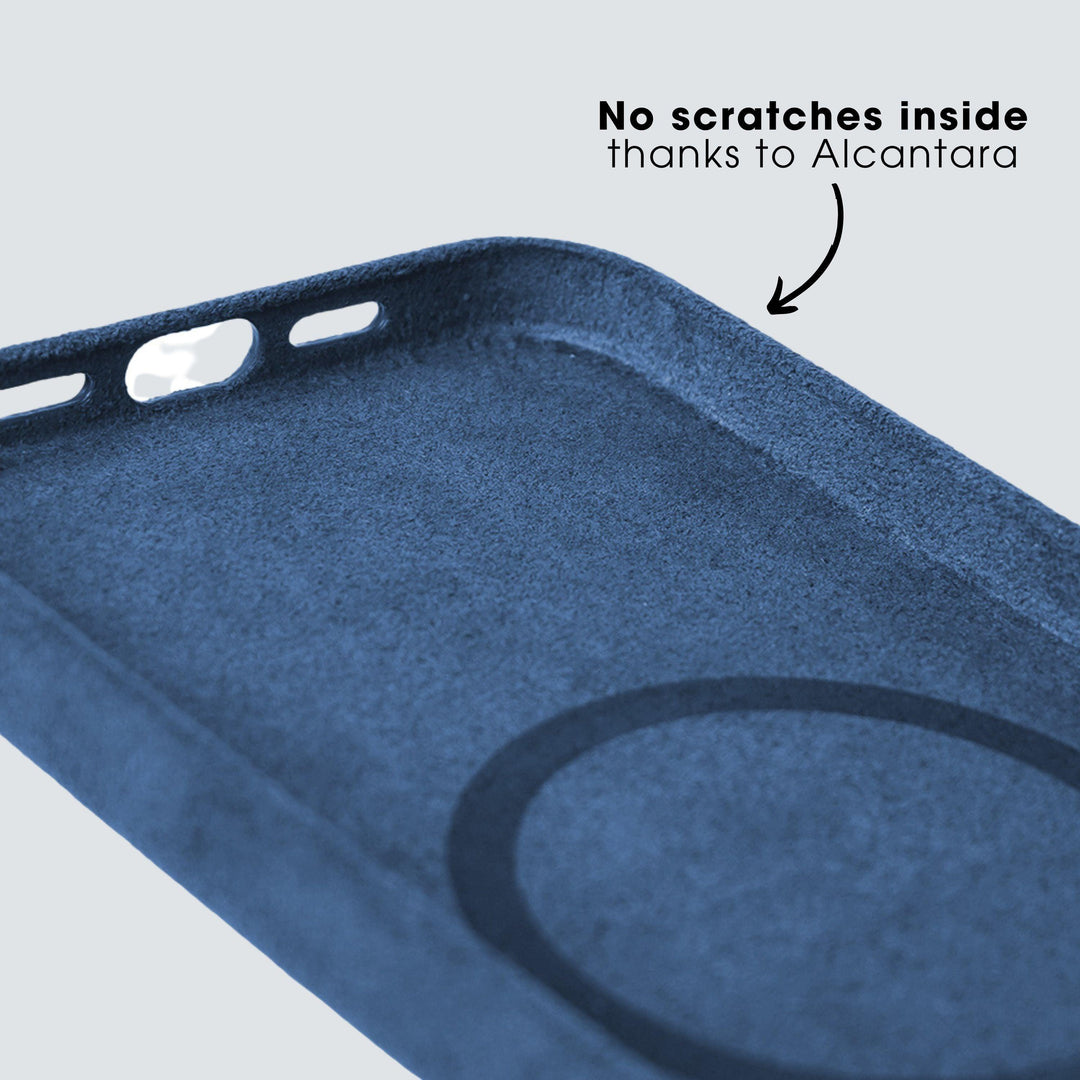 iPhone Alcantara Case + Magsafe Wallet - Ocean blue - Alcanside