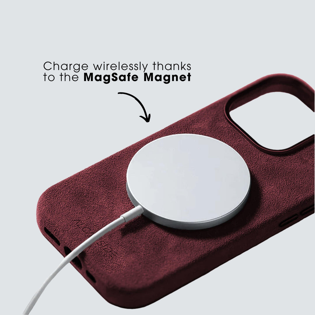 iPhone Alcantara Case + MagSafe Wallet - Red - Alcanside
