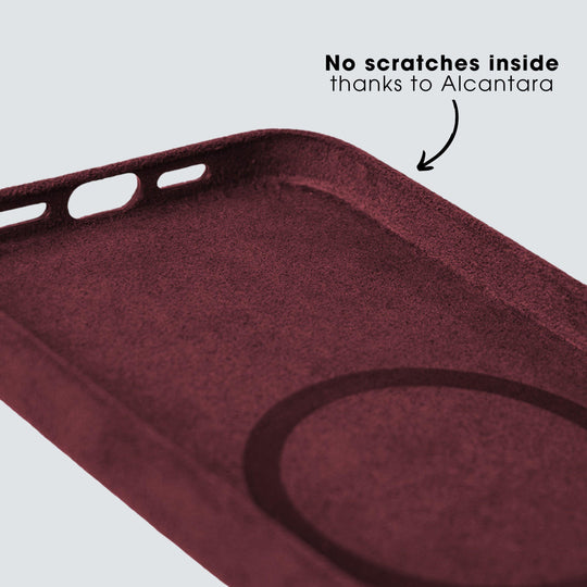 iPhone Alcantara Case + MagSafe Wallet - Red - Alcanside