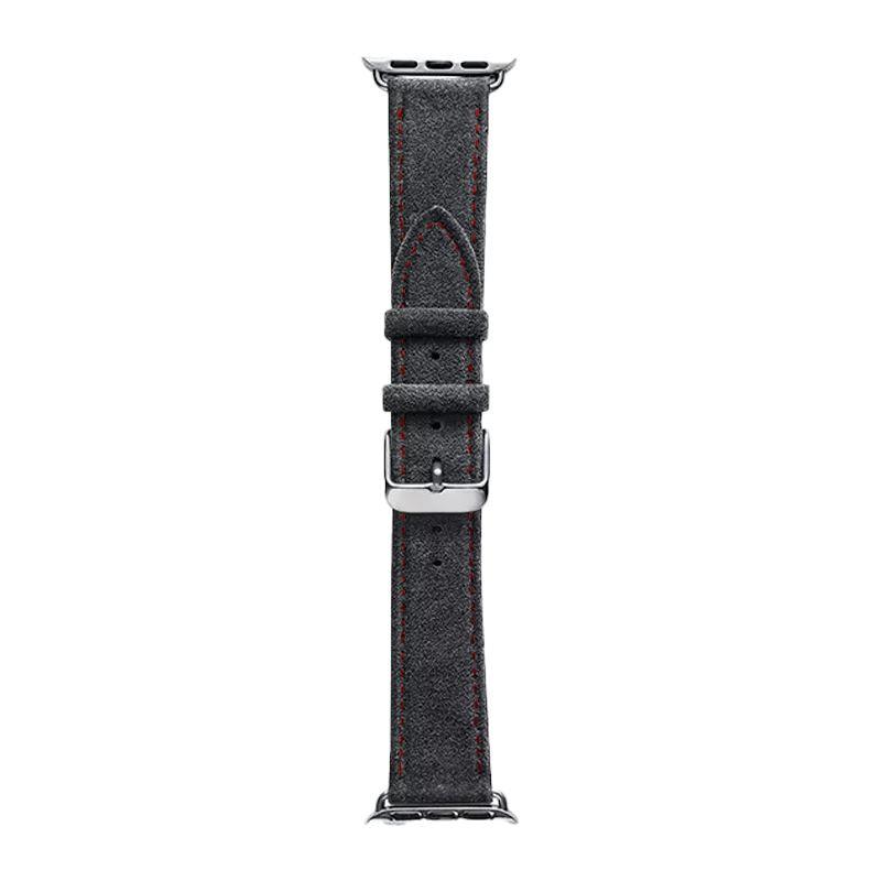 Apple Watch Alcantara Band - Space Grey With Red Stitching - Alcanside